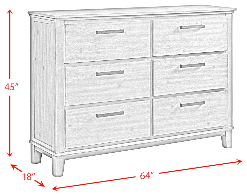 Picket House Jaxon 6 Drawer Dresser, Gray