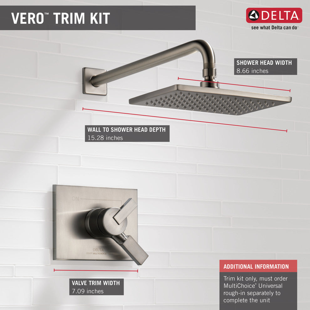 Delta Vero Monitor 17 Series Shower Trim, Stainless, T17253-SS
