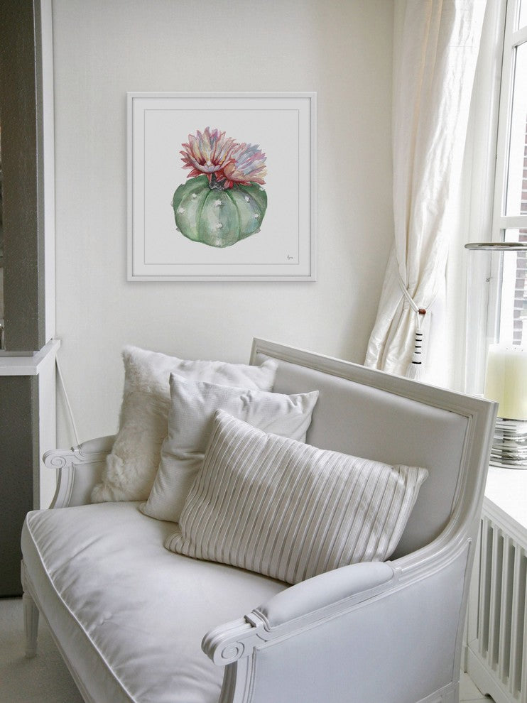 "Rainbow Cacti" Framed Painting Print, 18"x18"