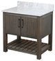 30" Vanity with Carrara White Marble Counter and BackSplash, Oil Rubbed Bronze, Without Mirror