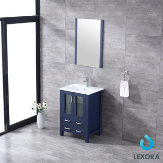 Volez 24" Navy Blue Single Vanity Integrated Top Sink, 22" Wall Mirror