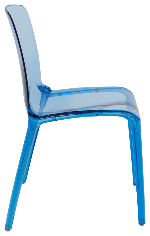 LeisureMod Murray Lucite Stackable Molded Dining Side Chair, Set of 4, Blue