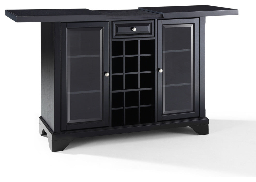 LaFayette Sliding Top Bar Cabinet, Black Finish