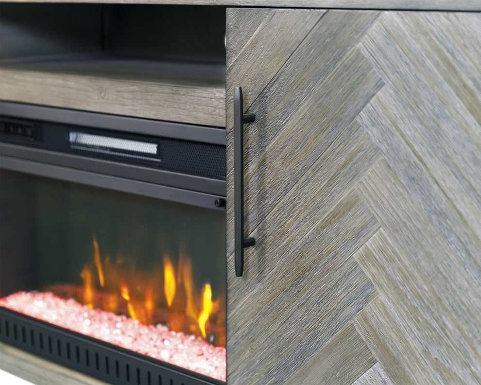 67" Fireplace Console Entertainment, Gray