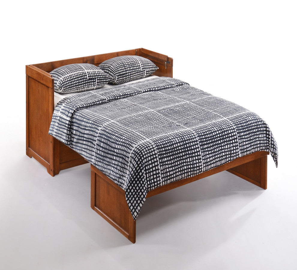 Murphy Cube Cabinet Bed With Mattress, Cherry, Twin, Pre-Assembled