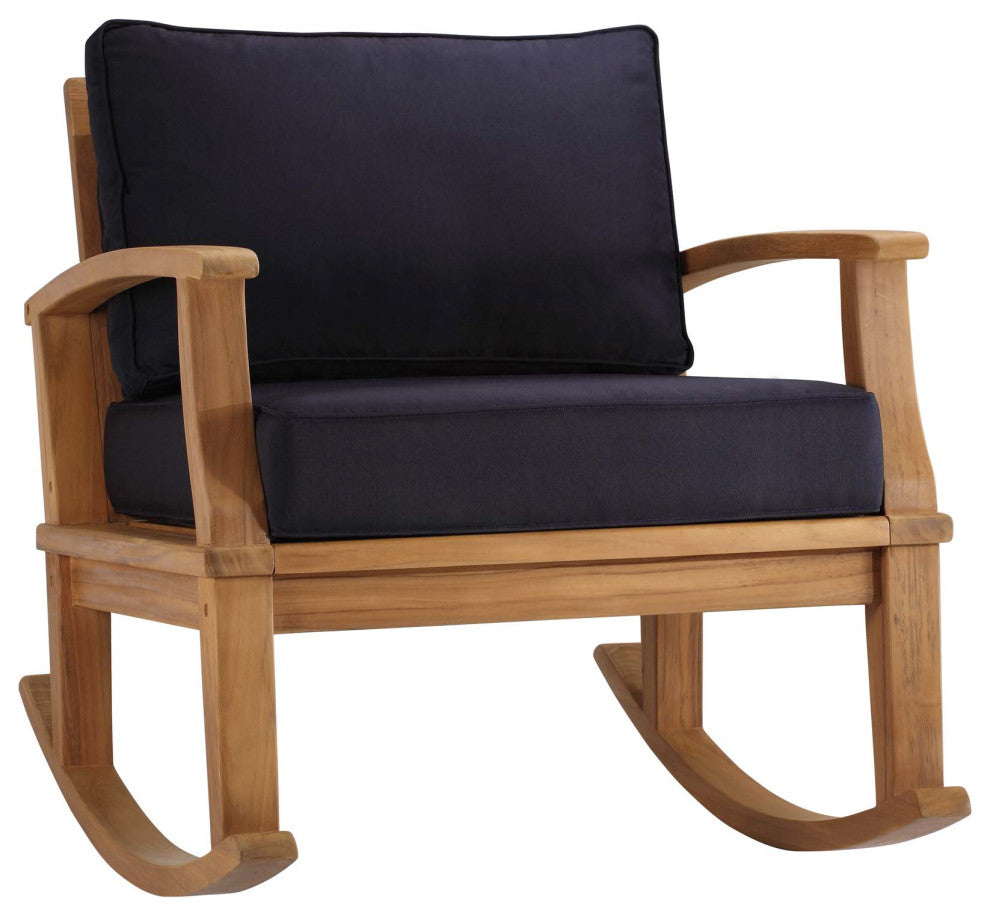 Marina Outdoor Patio Teak Rocking Chair - Natural Navy
