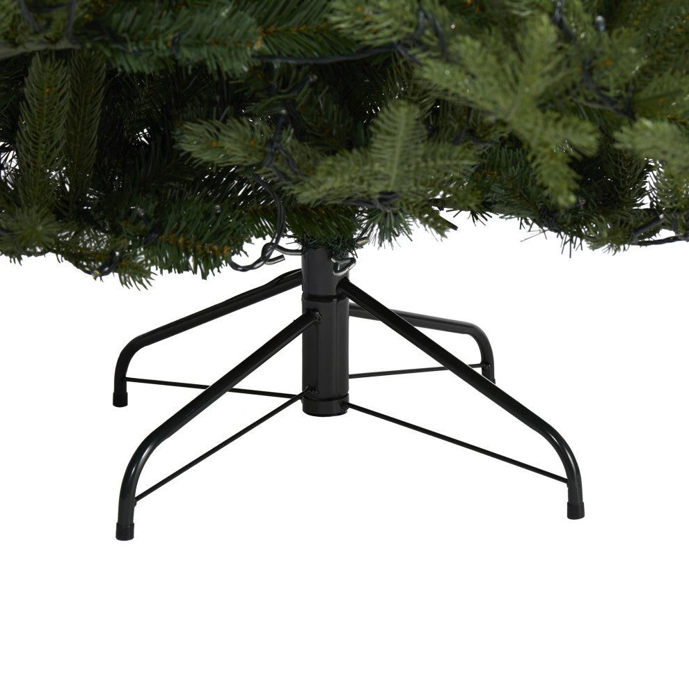 7' Swedish Fir Faux Xmas Tree With 500 White Lights & 1291 Bendable Branches