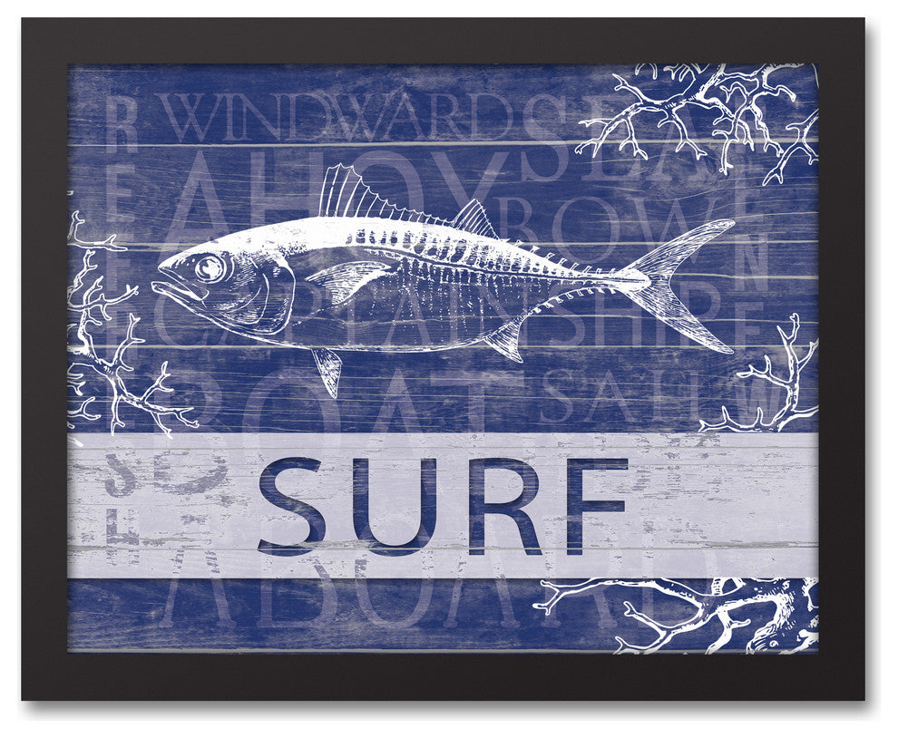 Surf Fish 11x14 Black Framed Canvas