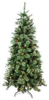 7.5'x48" Pre-Lit Glittered Mixed Pine Christmas Tree