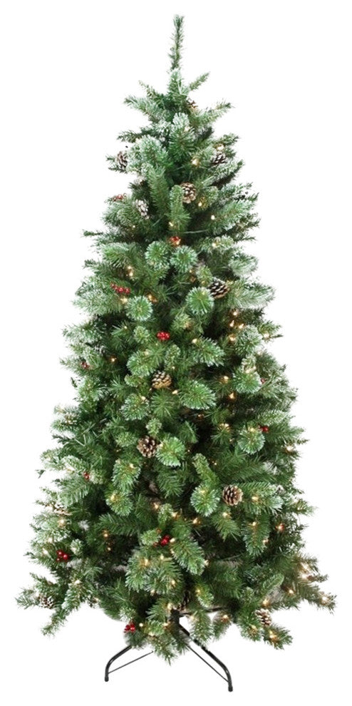 7.5'x48" Pre-Lit Glittered Mixed Pine Christmas Tree