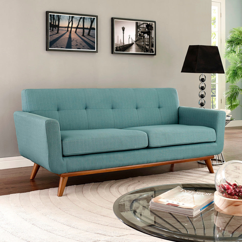 Modern Contemporary Upholstered Loveseat, Laguna Fabric