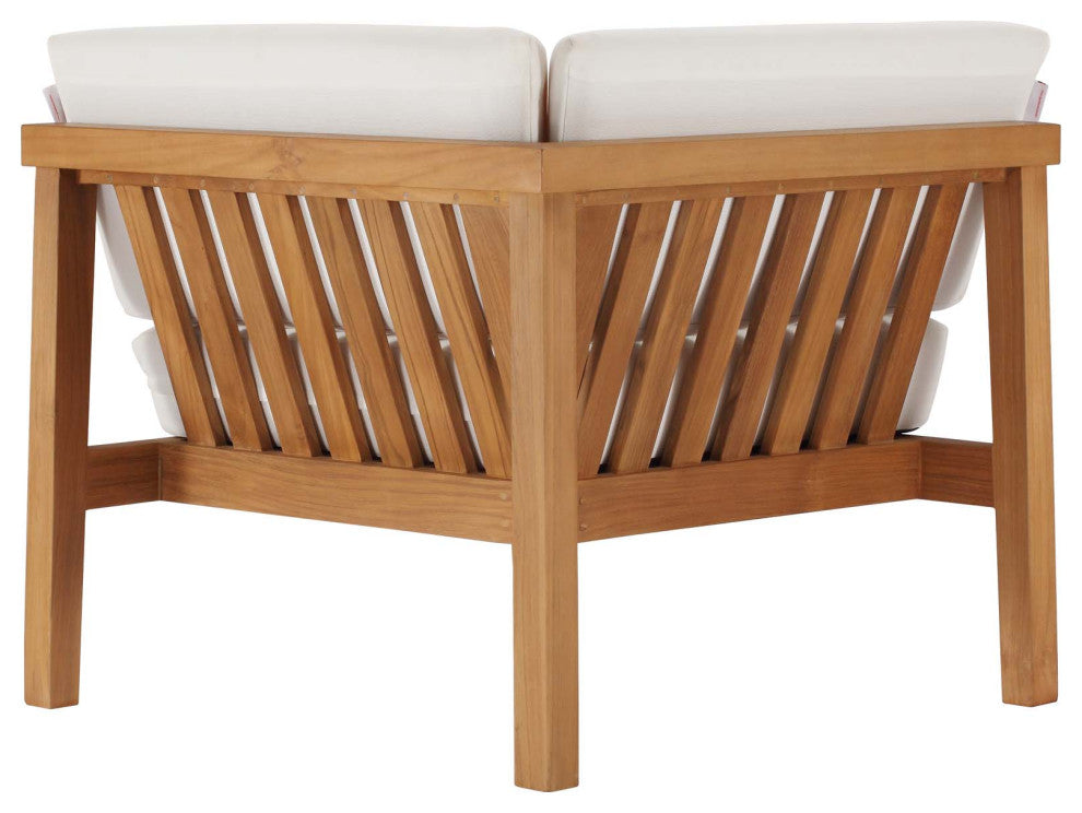 Lounge Sectional Sofa Chair Set, White Natural, Wood, Modern, Outdoor Patio