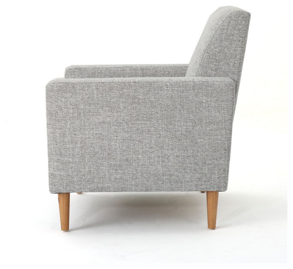GDF Studio Stratford Mid Century Modern Fabric Club Chair, Light Gray Tweed