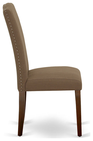 5Pc Rectangle 42/53.5" Dinette Table, 12 In Leaf, Four Parson Chair, Dark Coffee