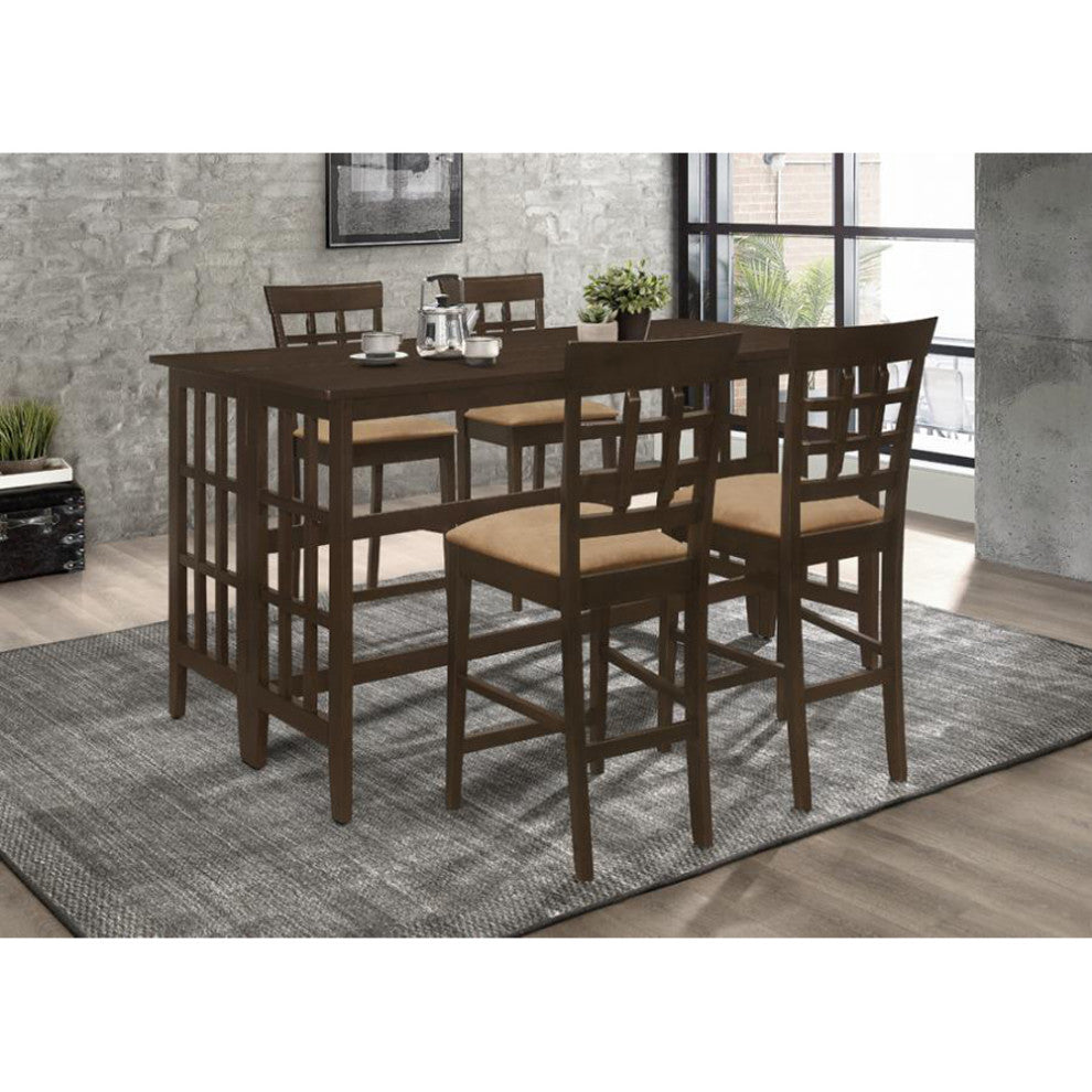 Set of 2 Counter Height Stools, Cappuccino and Tan