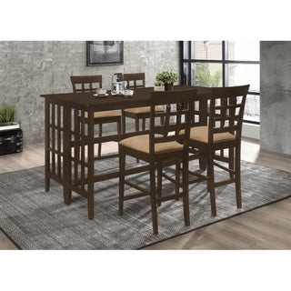Set of 2 Counter Height Stools, Cappuccino and Tan