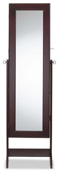 Alena Brown Finishing Wood Free Standing Cheval Mirror Jewelry Armoire