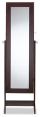Alena Brown Finishing Wood Free Standing Cheval Mirror Jewelry Armoire