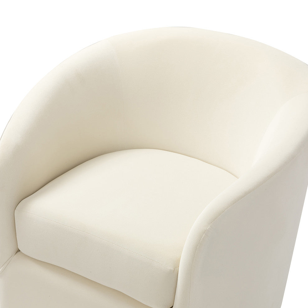 Velvet Swivel Barrel Chair, Set of 2, Ivory