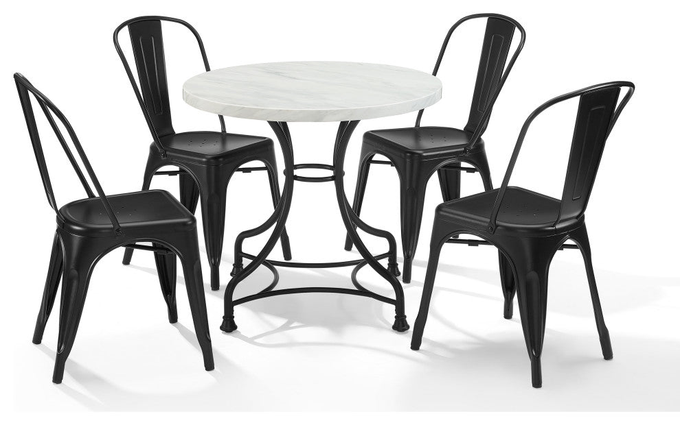 Madeleine 32" 5-Piece Dining Set With Amelia Chairs, Table and 4 Chairs
