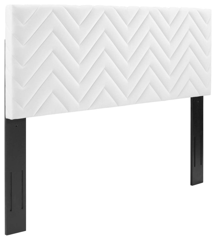 Mercy Chevron Tufted Performance Velvet King/California King Headboard, White