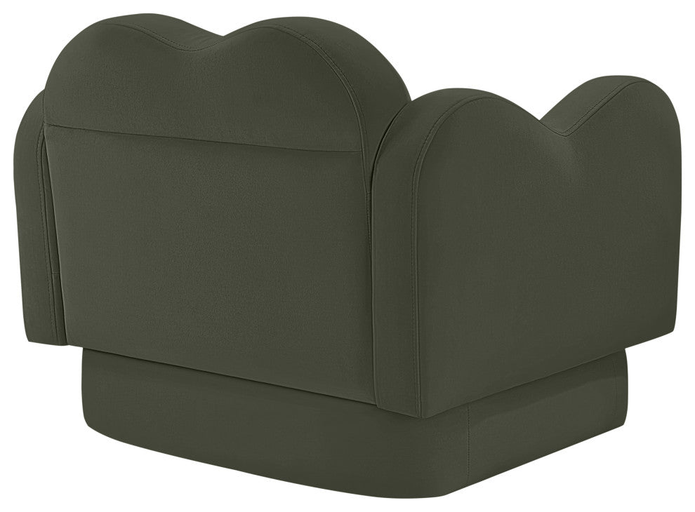 Bloom Upholstered Chair, Green, Velvet