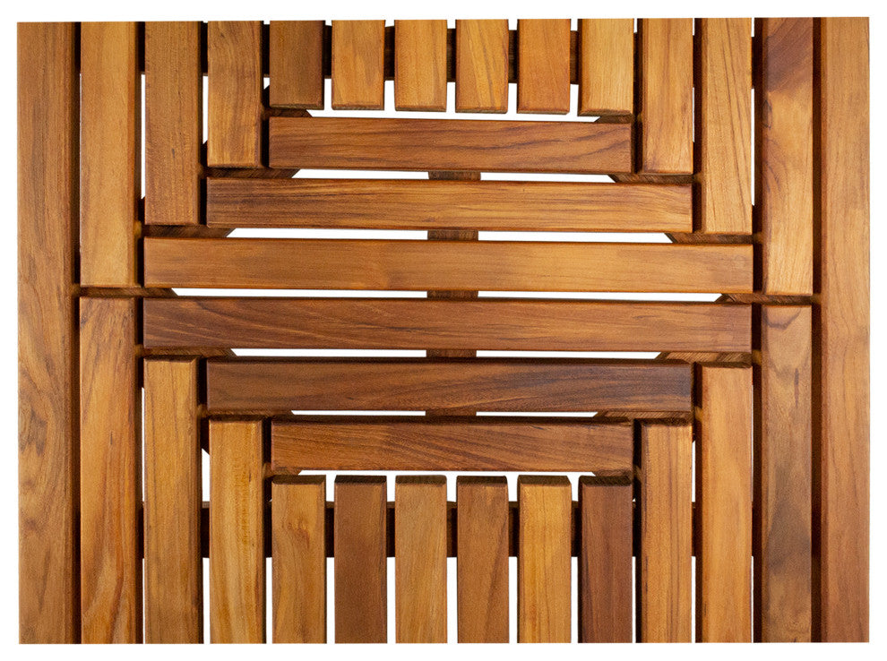 Nordic Style Oiled Teak Double Framed Shower/Bath Mat 39"x19"