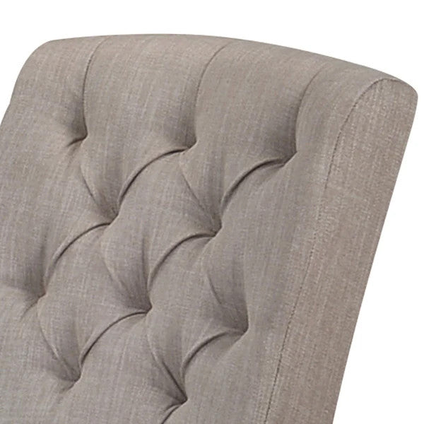 Benzara BM204535 Wooden Side chair with Tufted Back Set of 2, Brown and Gray