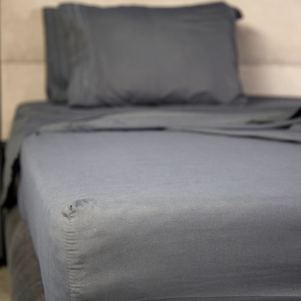 Linum Home Textiles 1800 TC Brushed Microfiber Sheet Set with 4 Line Embroidery