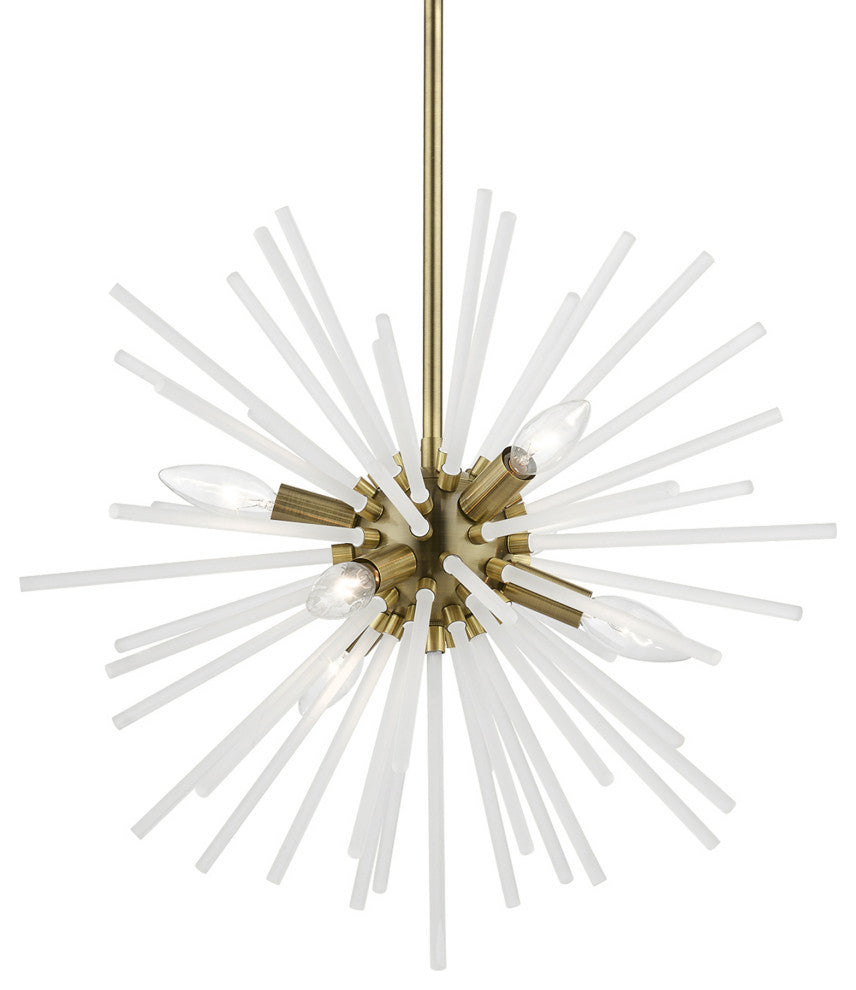 Uptown 6 Light Antique Brass Pendant Chandelier