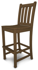 Polywood Traditional Garden Bar Side Chair, Teak