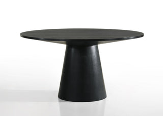 Jasper White 59"W Contemporary Round Dining Table with Pedestal Base, Ebony Black