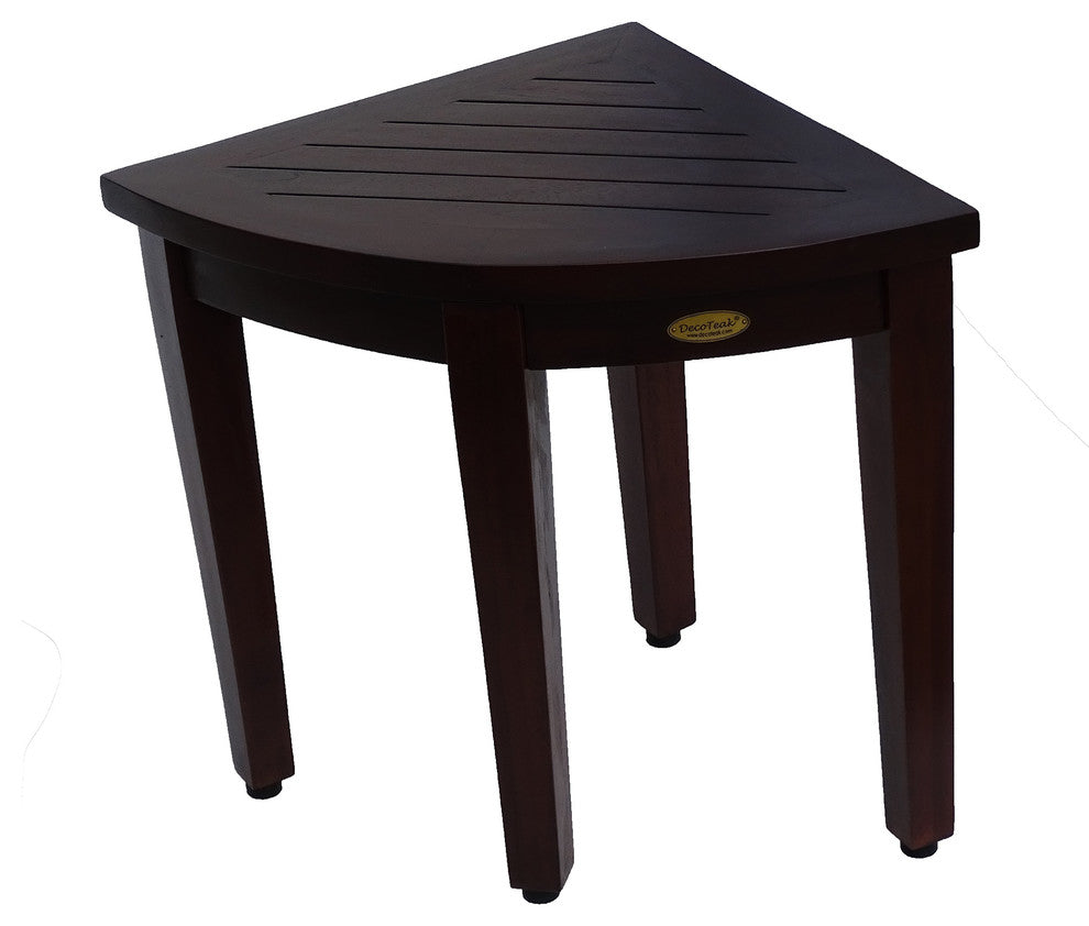 DecoTeak Oasis Teak Corner Shower Stool, Corner Shelf