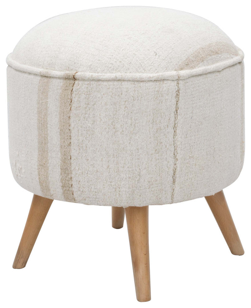 Vintage Hemp Kilim Upholstered Stool