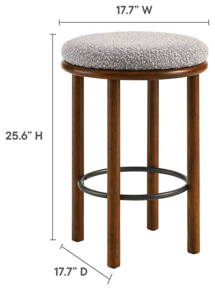 Fable Boucle Fabric Counter Stools - Set of 2 - Walnut Taupe
