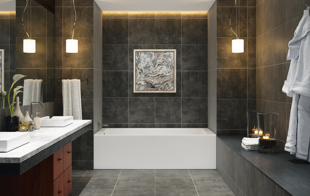 Malibu La Jolla RH Rectangle Soaking Bathtub 60x30x20 Biscuit