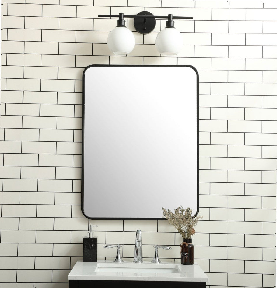 Ellis Soft Corner Metal Rectangular Mirror, Black, 24" x 32"