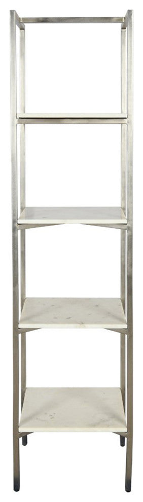 White Marble and Nickel Narrow Shelf