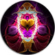 Pink Symmetrical Fractal Heart, Abstract Disc Metal Artwork, 23"