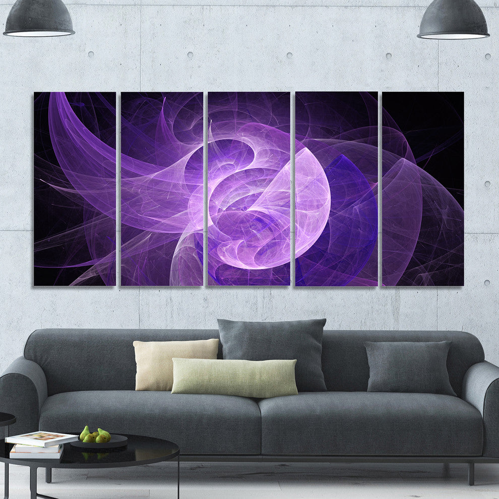 Purple Mystic Psychedelic Design, Abstract Art on Canvas, 60"x28", 5 Panels