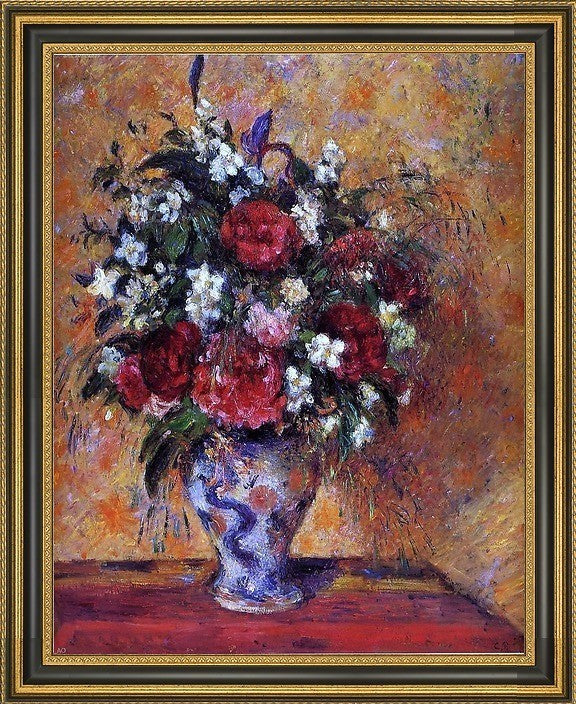 Camille Pissarro Vase of Flowers Framed Premium Canvas Print, 21"x28"
