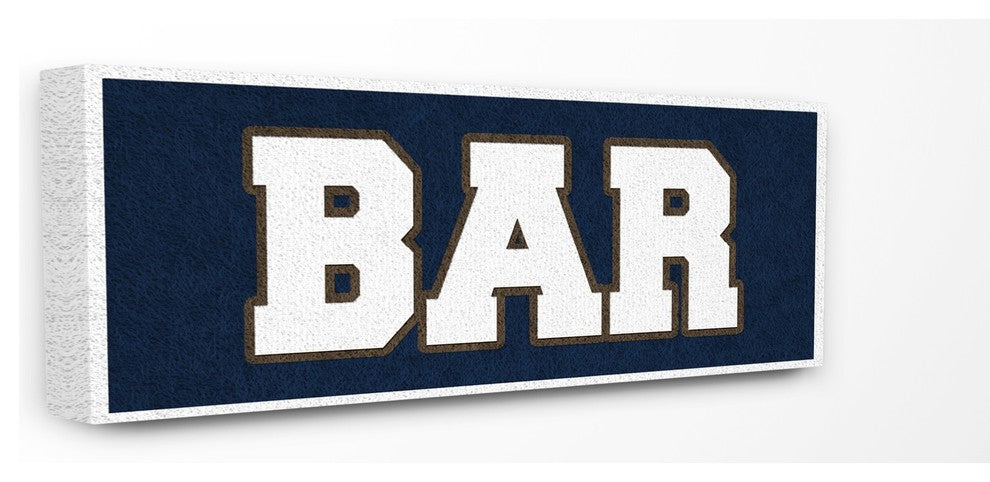 Bar Navy Brown Sports Jersey Look Stretched Canvas Wall Art, 10"x24"