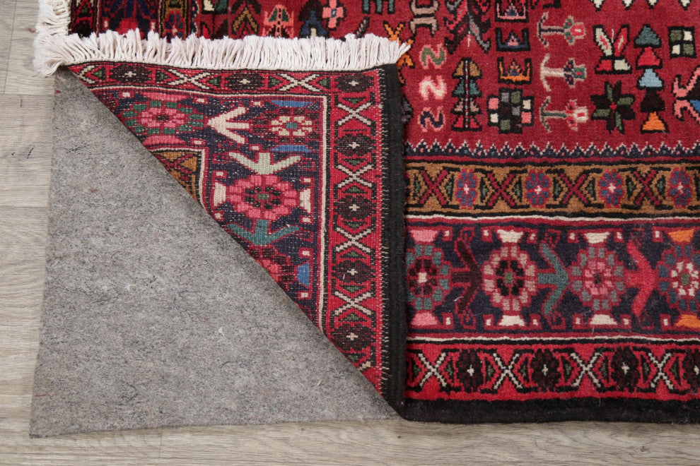 Consigned, Vintage Oriental Traditional Persian Hand-Knotted Area Rug, Red, 5x13