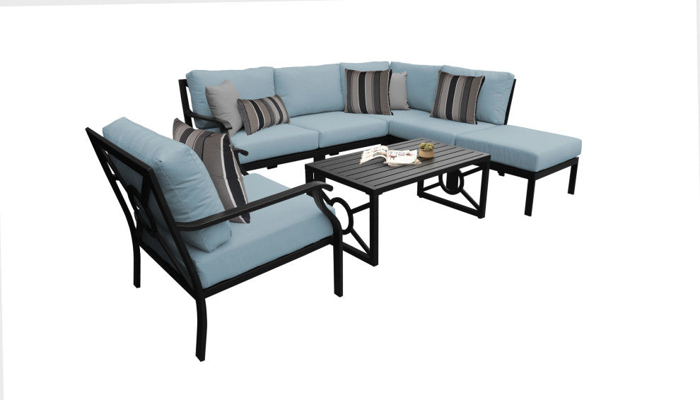 kathy ireland Madison Ave. 7 Piece Aluminum Patio Furniture Set 07f, Tranquil