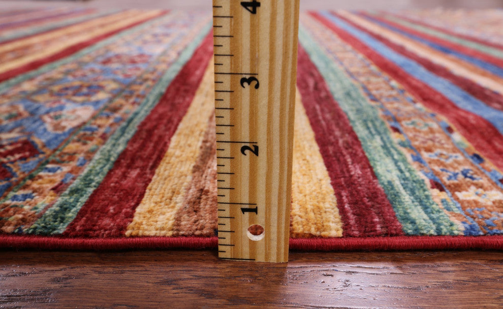 4' 2" X 6' 0" Hand-Knotted Super Kazak Khorjin Wool Rug Q5232