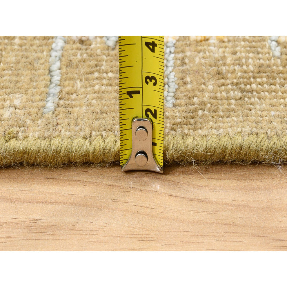 Honey Brown, Hand Knotted, Silk With Textured Wool, XL Runner Rug, 2'7" x 22'0"