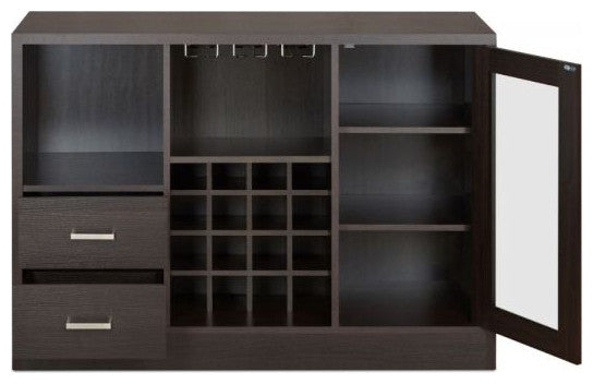47" Espresso Solid Wood Frame With Five Shelves And Two Drawers