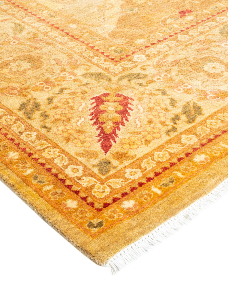 Eclectic, One-of-a-Kind Hand-Knotted Area Rug Yellow, 9' 1" x 12' 3"
