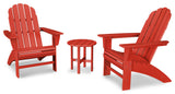 POLYWOOD Vineyard 3-Piece Curveback Adirondack Set, Sunset Red