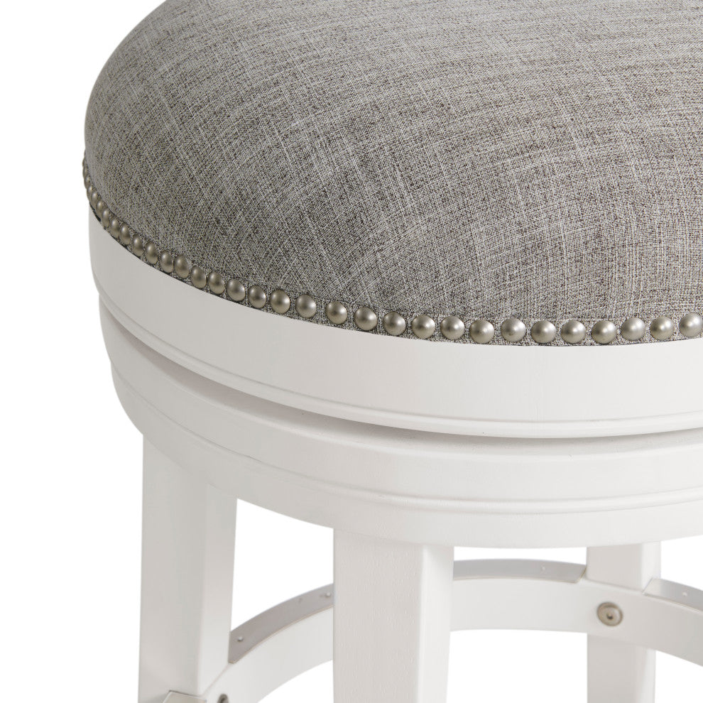 Clara Swivel Bar Stool, White, Counter Height